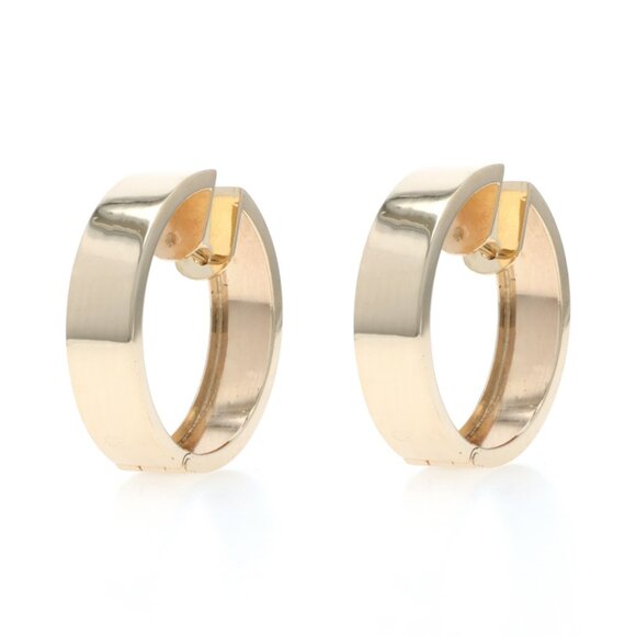 Yellow Gold Hoop Earrings - 14k Pierced - Picture 1 of 4